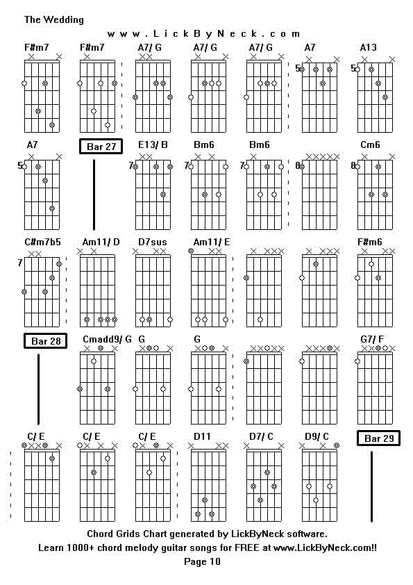 Chord Grids Chart of chord melody fingerstyle guitar song-The Wedding,generated by LickByNeck software.